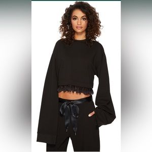 Fenty by Puma Cropped Lace Trim Sweatshirt